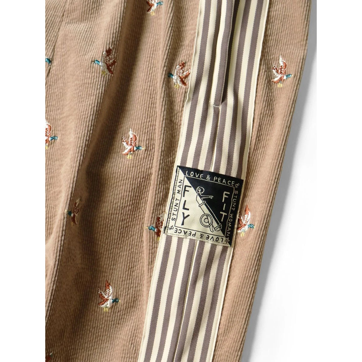 Kapital 11-Wale Stretch Corduroy Duck Embroidery Track Pants (Banner Stripe)