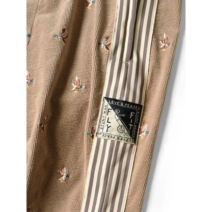 Kapital 11-Wale Stretch Corduroy Duck Embroidery Track Pants (Banner Stripe)