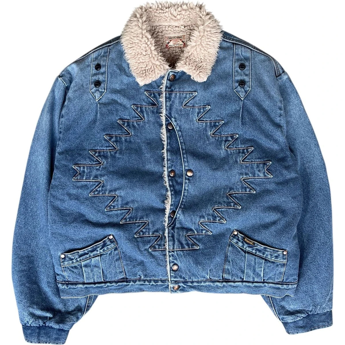 Kapital 12.5oz Broken Denim x Boa Fleece Thunderbird Jacket