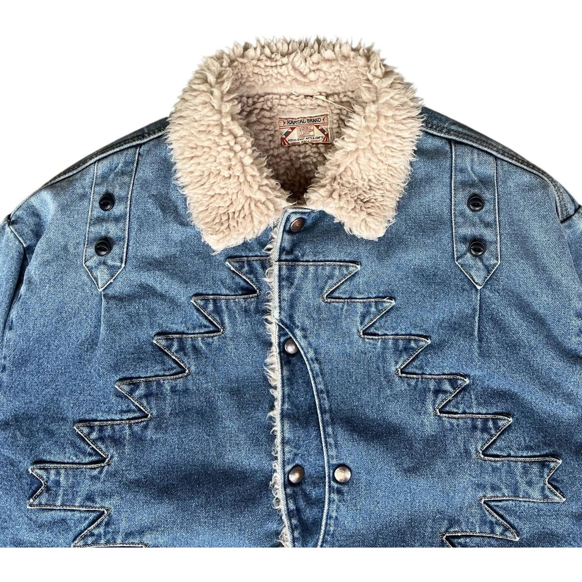 Kapital 12.5oz Broken Denim x Boa Fleece Thunderbird Jacket