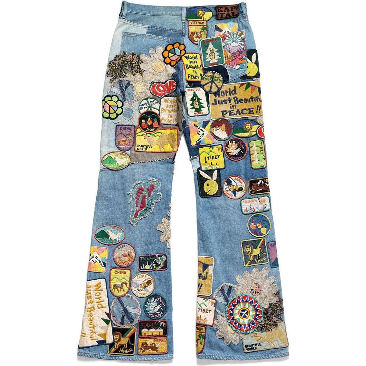 Kapital 12.5oz Denim 5P Rat Flare Pants (Beautiful World Insane Remake)