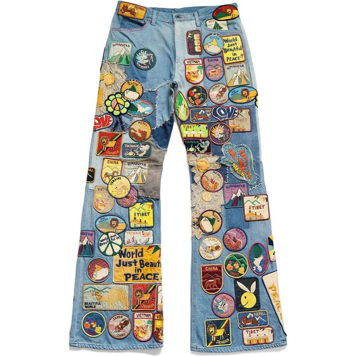 Kapital 12.5oz Denim 5P Rat Flare Pants (Beautiful World Insane Remake)
