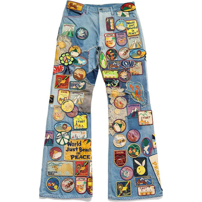 Kapital 12.5oz Denim 5P Rat Flare Pants (Beautiful World Insane Remake)