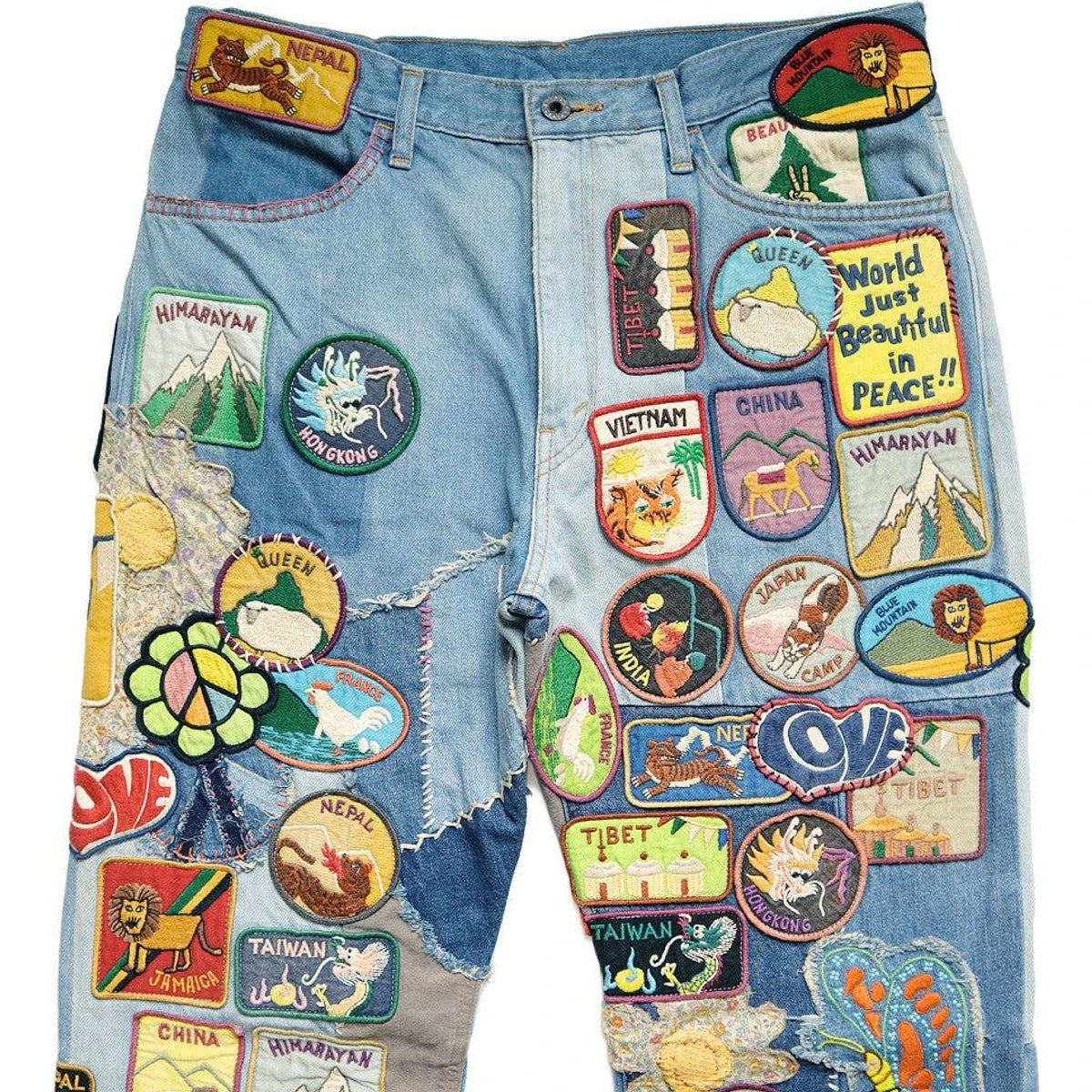 Kapital 12.5oz Denim 5P Rat Flare Pants (Beautiful World Insane Remake)