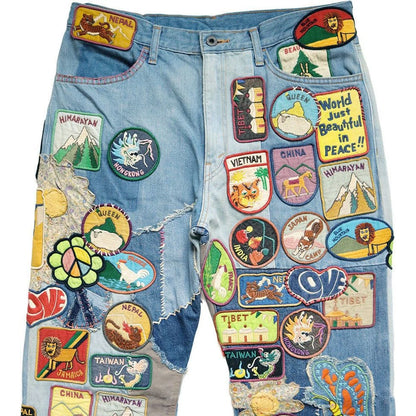 Kapital 12.5oz Denim 5P Rat Flare Pants (Beautiful World Insane Remake)