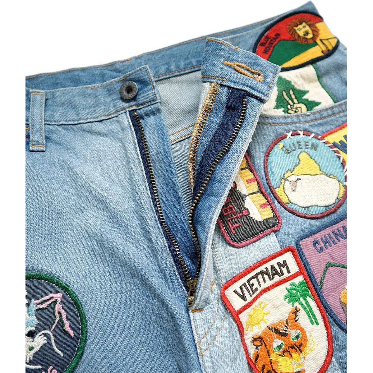 Kapital 12.5oz Denim 5P Rat Flare Pants (Beautiful World Insane Remake)