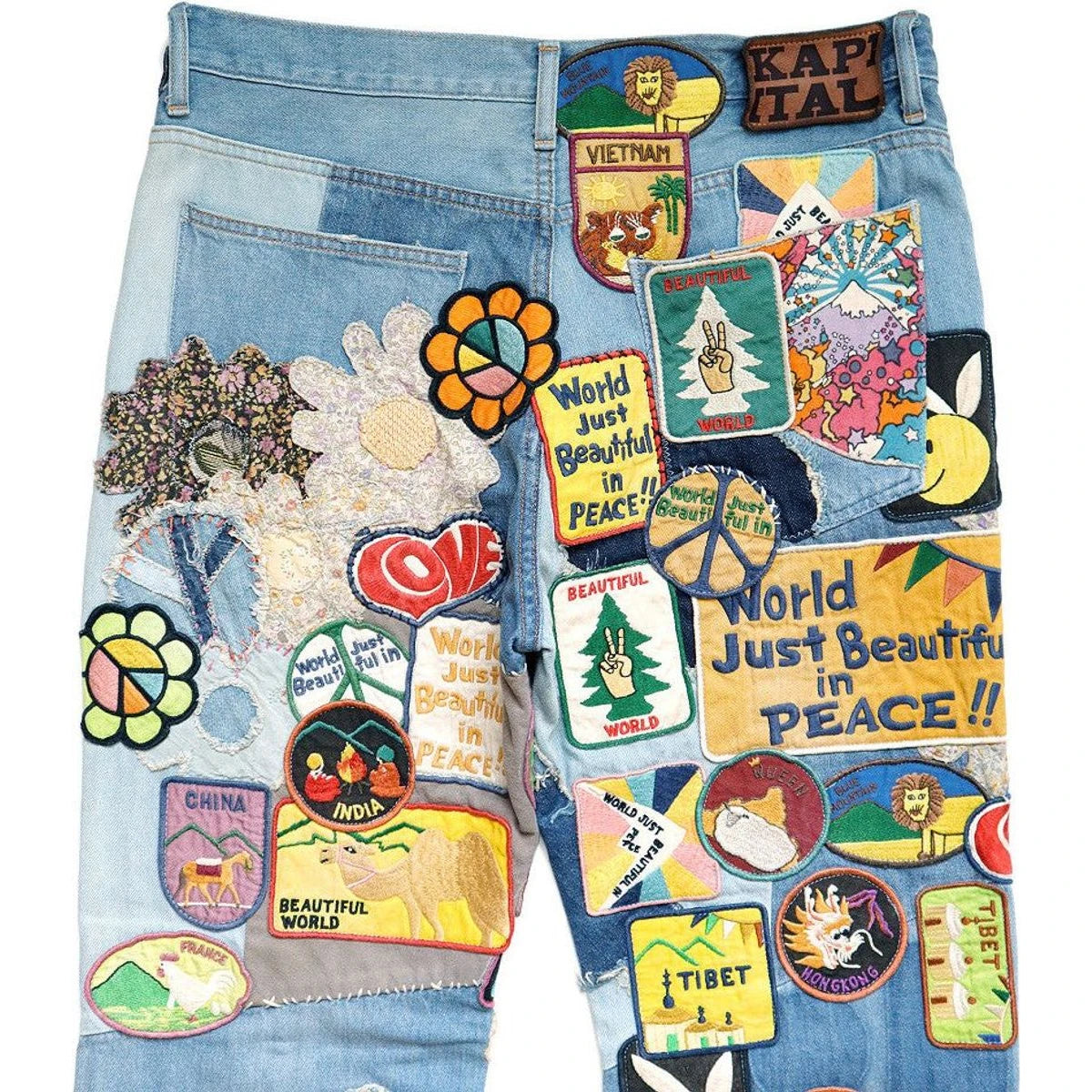 Kapital 12.5oz Denim 5P Rat Flare Pants (Beautiful World Insane Remake)