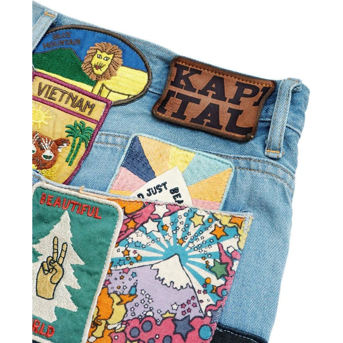 Kapital 12.5oz Denim 5P Rat Flare Pants (Beautiful World Insane Remake)