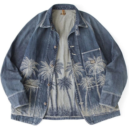 Kapital 12oz Palm Tree Jacquard Denim Cactus Coveralls