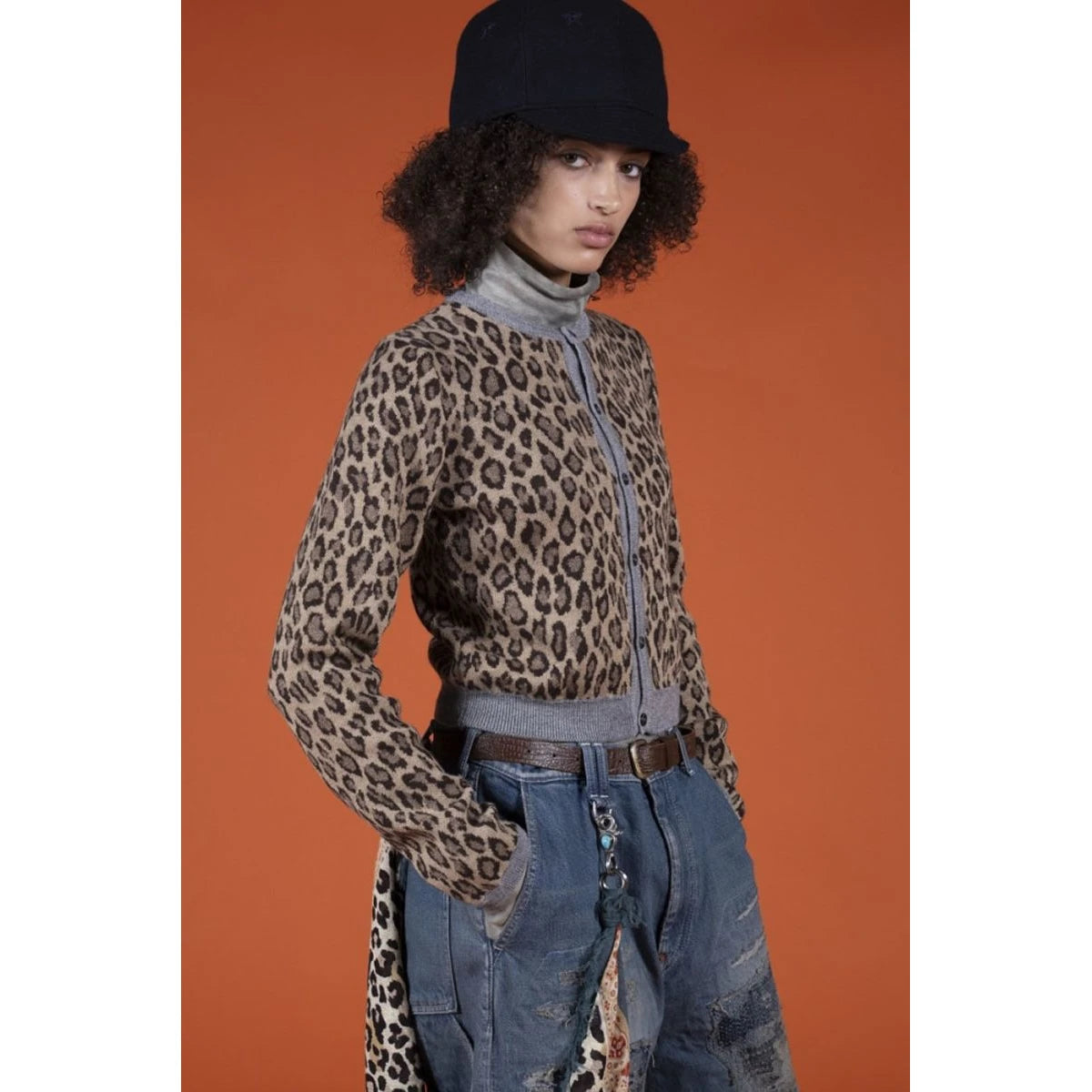 Kapital 12G Leopard Print Wool Bolero Cardigan