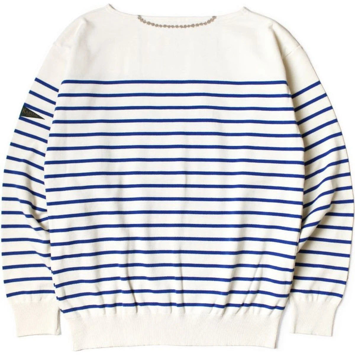 Kapital 12G Paneled Border Knit Boat Neck Sweater (Santo Domingo Necklace)