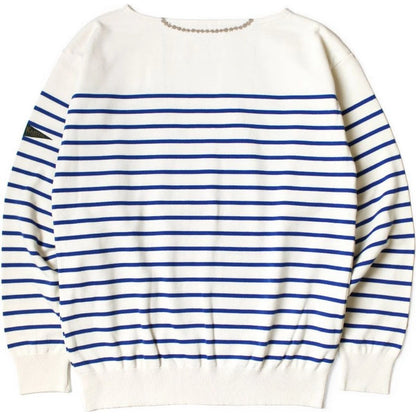 Kapital 12G Paneled Border Knit Boat Neck Sweater (Santo Domingo Necklace)