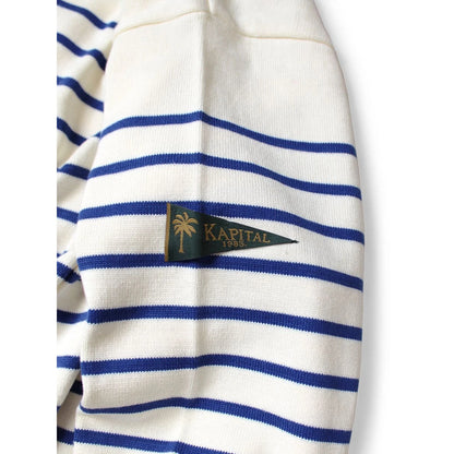 Kapital 12G Paneled Border Knit Boat Neck Sweater (Santo Domingo Necklace)