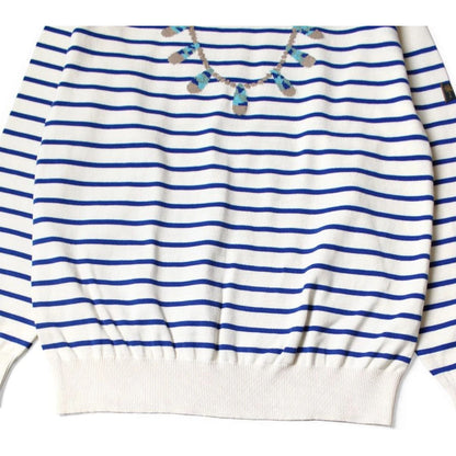 Kapital 12G Paneled Border Knit Boat Neck Sweater (Santo Domingo Necklace)