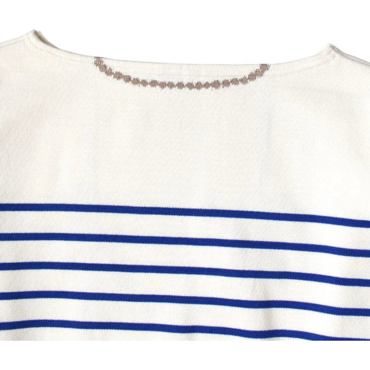 Kapital 12G Paneled Border Knit Boat Neck Sweater (Santo Domingo Necklace)