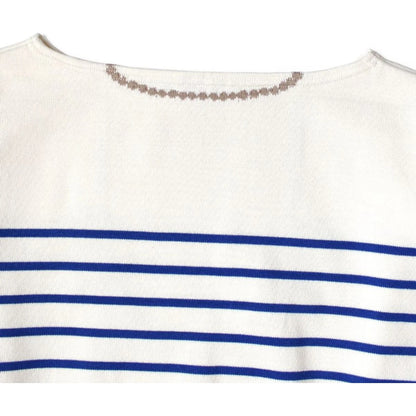 Kapital 12G Paneled Border Knit Boat Neck Sweater (Santo Domingo Necklace)