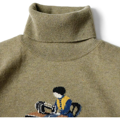 Kapital 12G Wool High Neck Sweater With Lady Blue Quilting