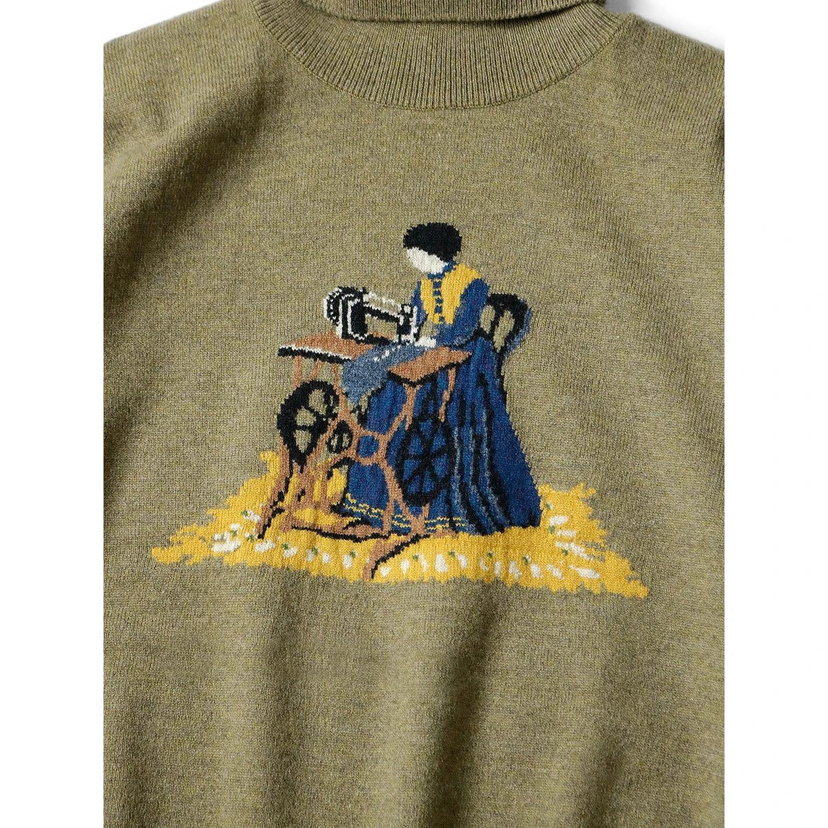 Kapital 12G Wool High Neck Sweater With Lady Blue Quilting