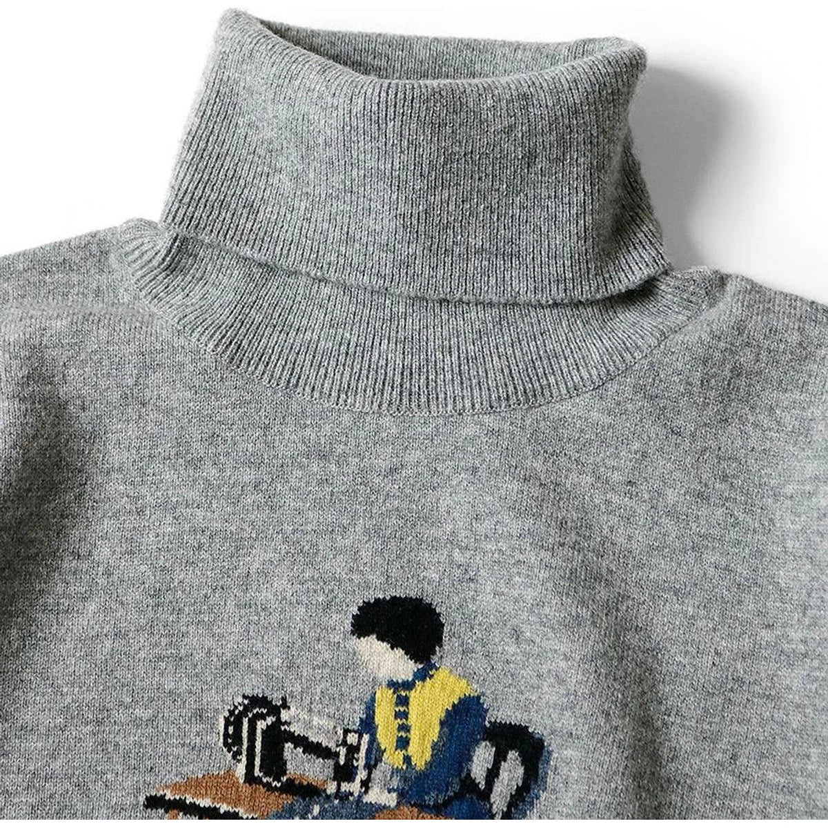 Kapital 12G Wool High Neck Sweater With Lady Blue Quilting