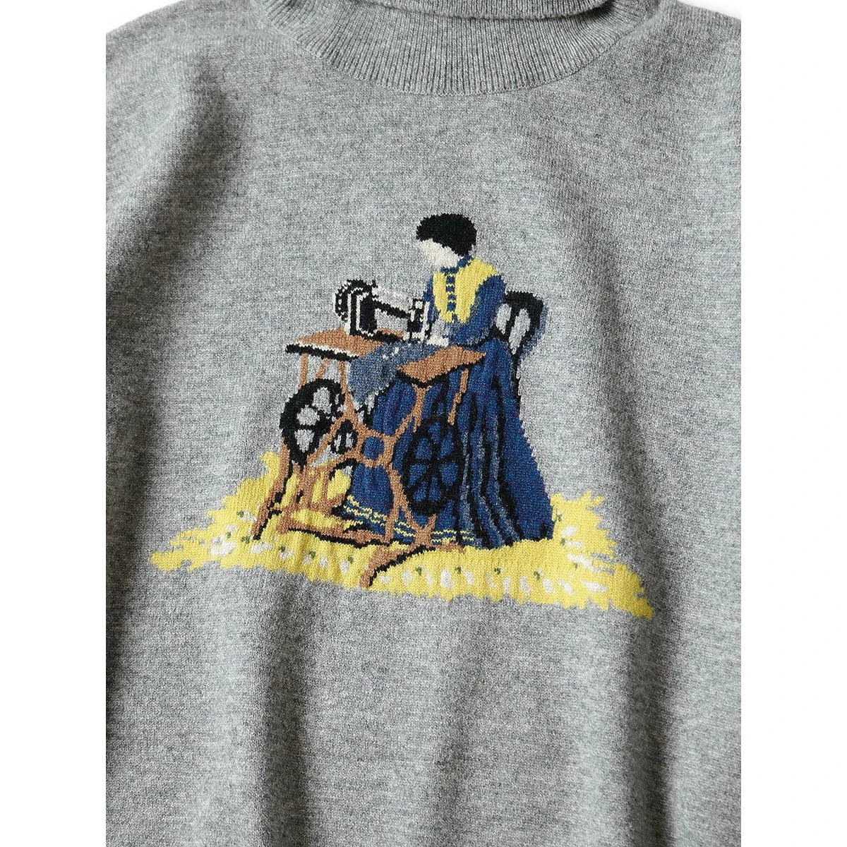 Kapital 12G Wool High Neck Sweater With Lady Blue Quilting