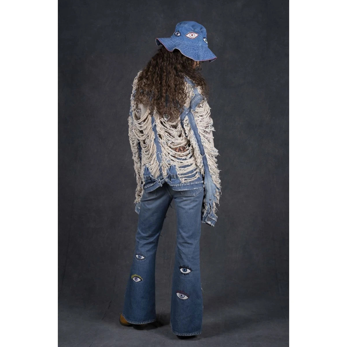 Kapital 12oz Denim Bucket Tulip Hat With Speakeasy Embroidery