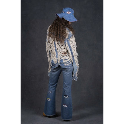 Kapital 12oz Denim Bucket Tulip Hat With Speakeasy Embroidery