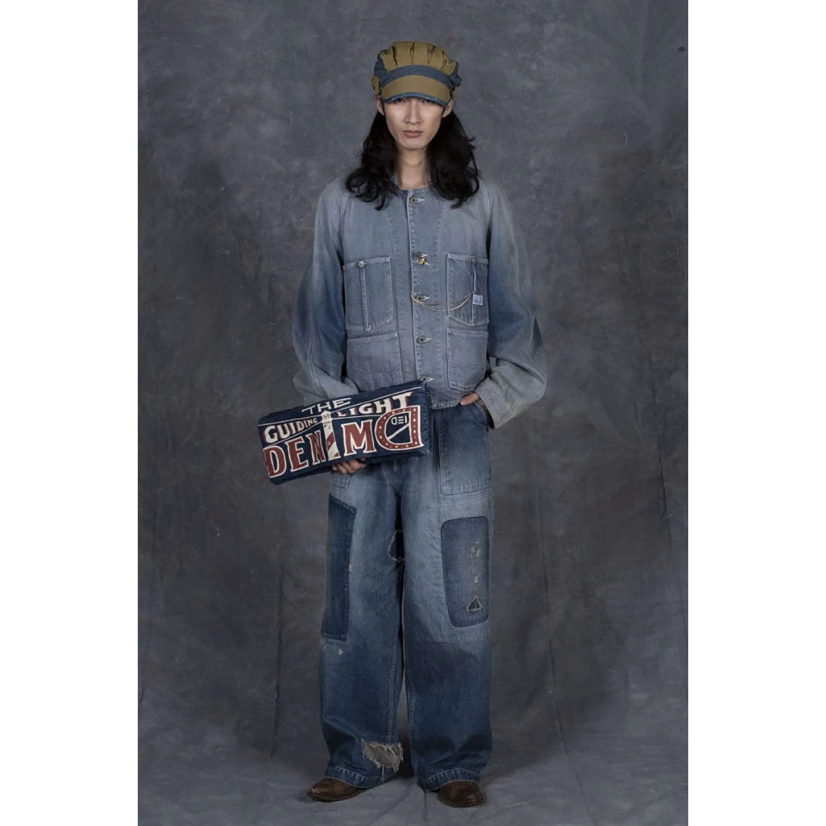 【美品】KAPITAL WINDAY デニム キルティング オーバーオール Kapital 12oz Denim Cropped Winday Chair Jacket (Short Coverall