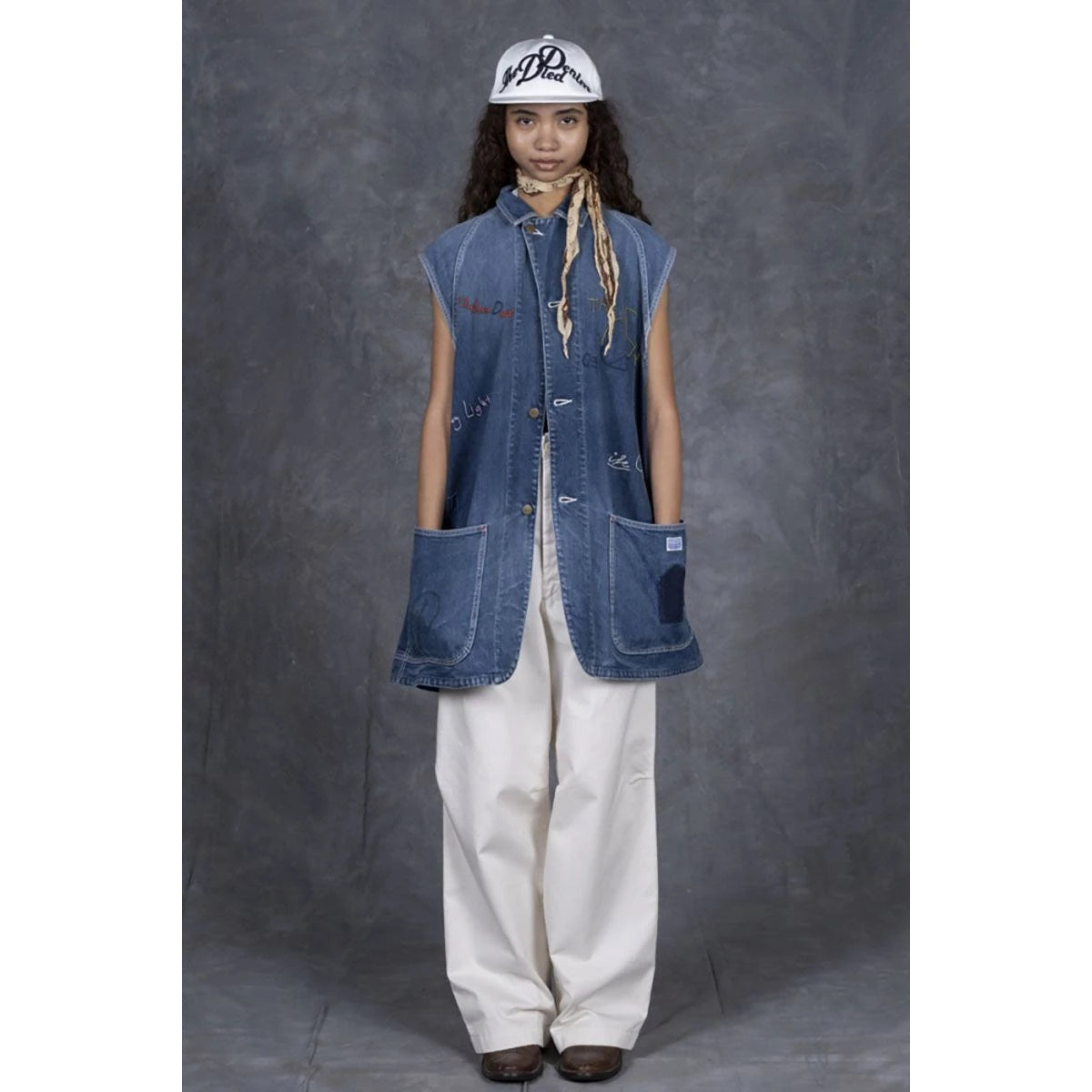 Kapital 12oz Denim Sleeveless Gilet Coverall (Memorial Embroidery Model)