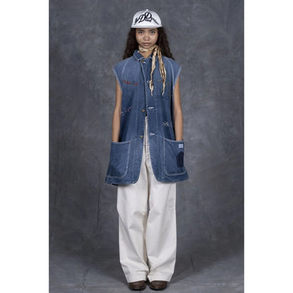 Kapital 12oz Denim Sleeveless Gilet Coverall (Memorial Embroidery Model)
