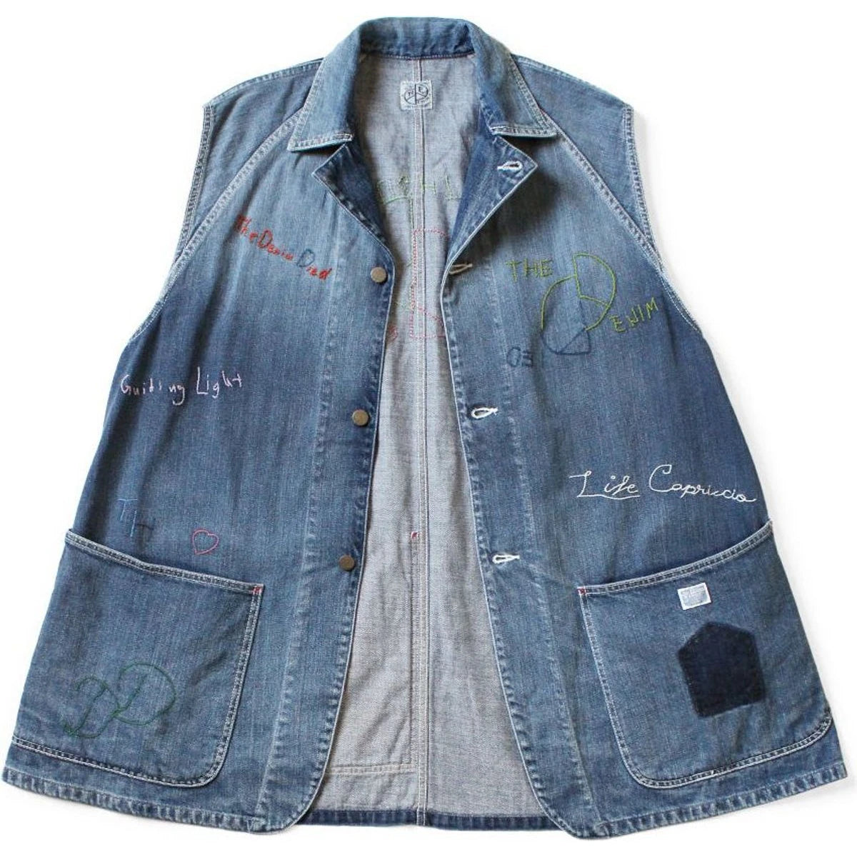 Kapital 12oz Denim Sleeveless Gilet Coverall (Memorial Embroidery Model)