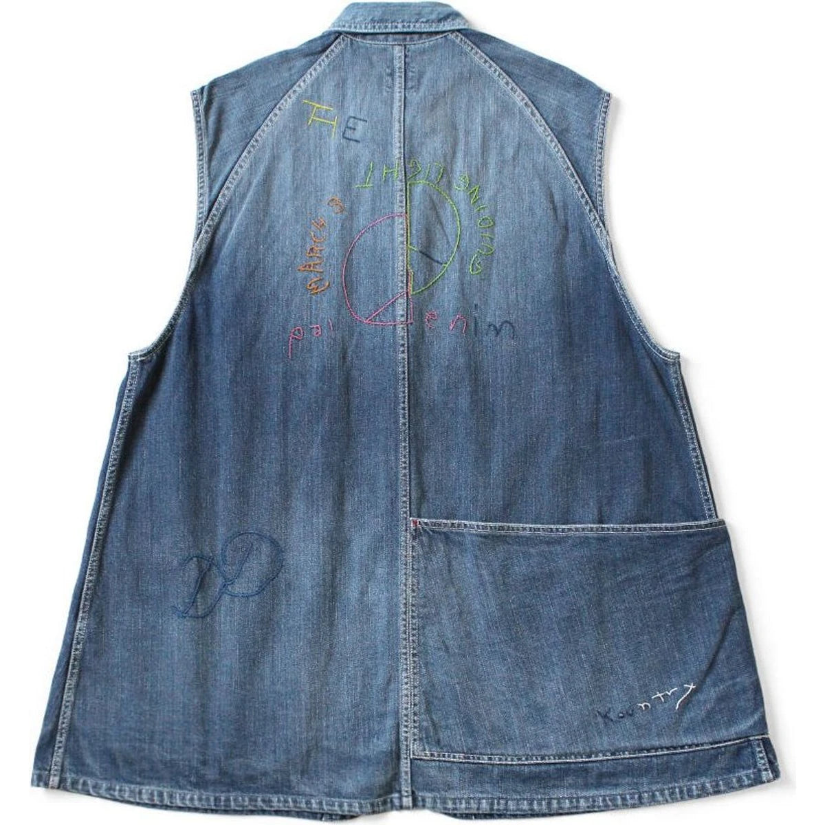 Kapital 12oz Denim Sleeveless Gilet Coverall (Memorial Embroidery Model)