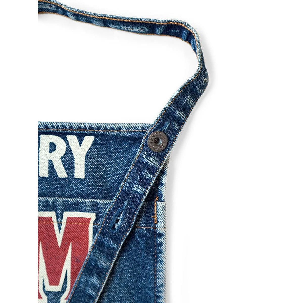 Kapital 13oz Denim Damaged Short Apron (Denim Repairs Print)