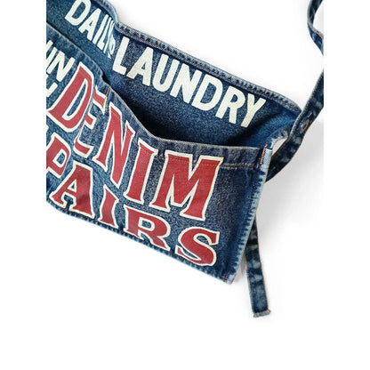 Kapital 13oz Denim Damaged Short Apron (Denim Repairs Print)