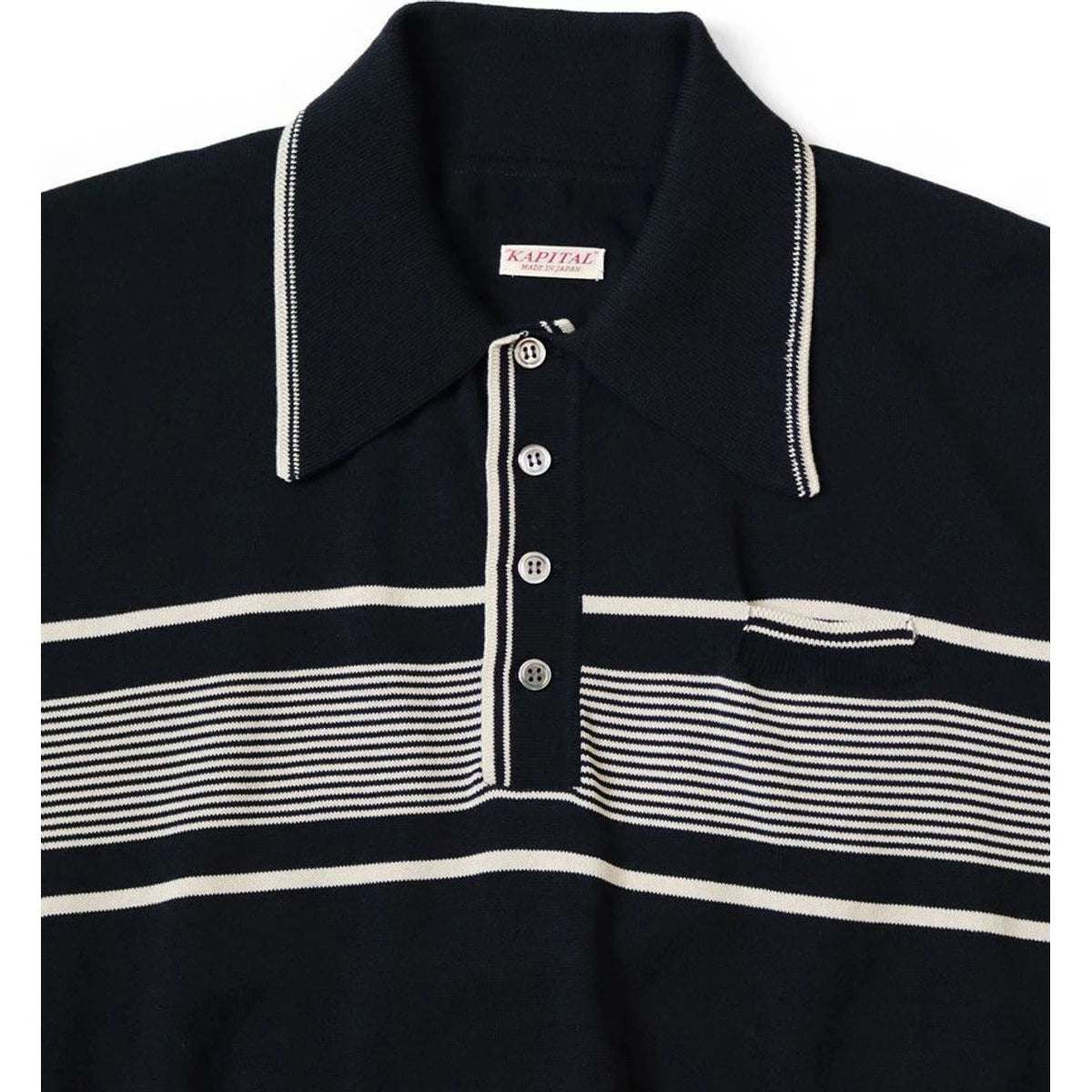 Kapital 14G Cotton Knit Striped Carol Polo