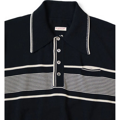 Kapital 14G Cotton Knit Striped Carol Polo