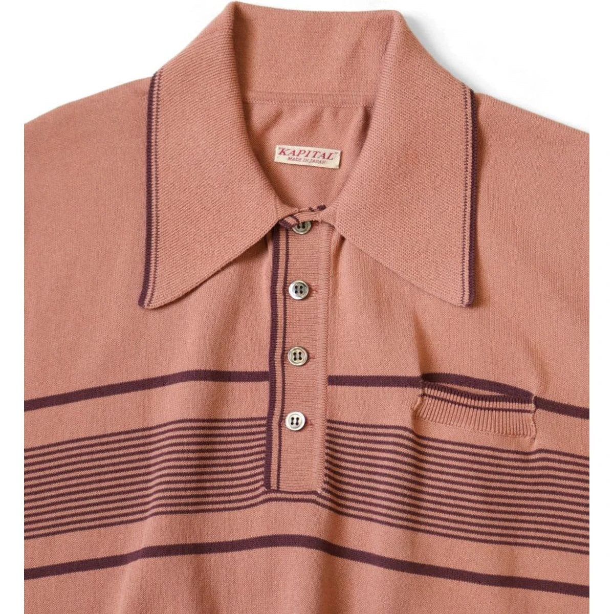 Kapital 14G Cotton Knit Striped Carol Polo