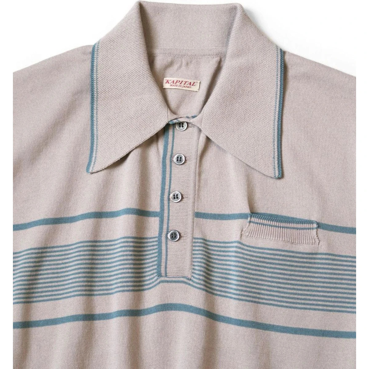 Kapital 14G Cotton Knit Striped Carol Polo