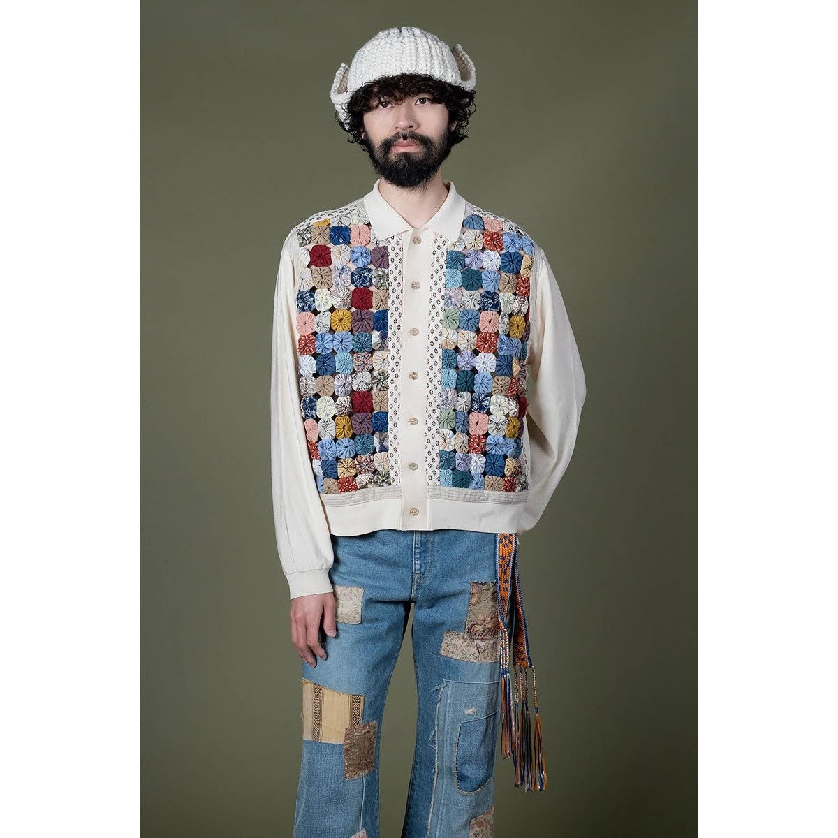 Kapital 14G Knit x Handcrafted Yo-Yo Quilt Jacket