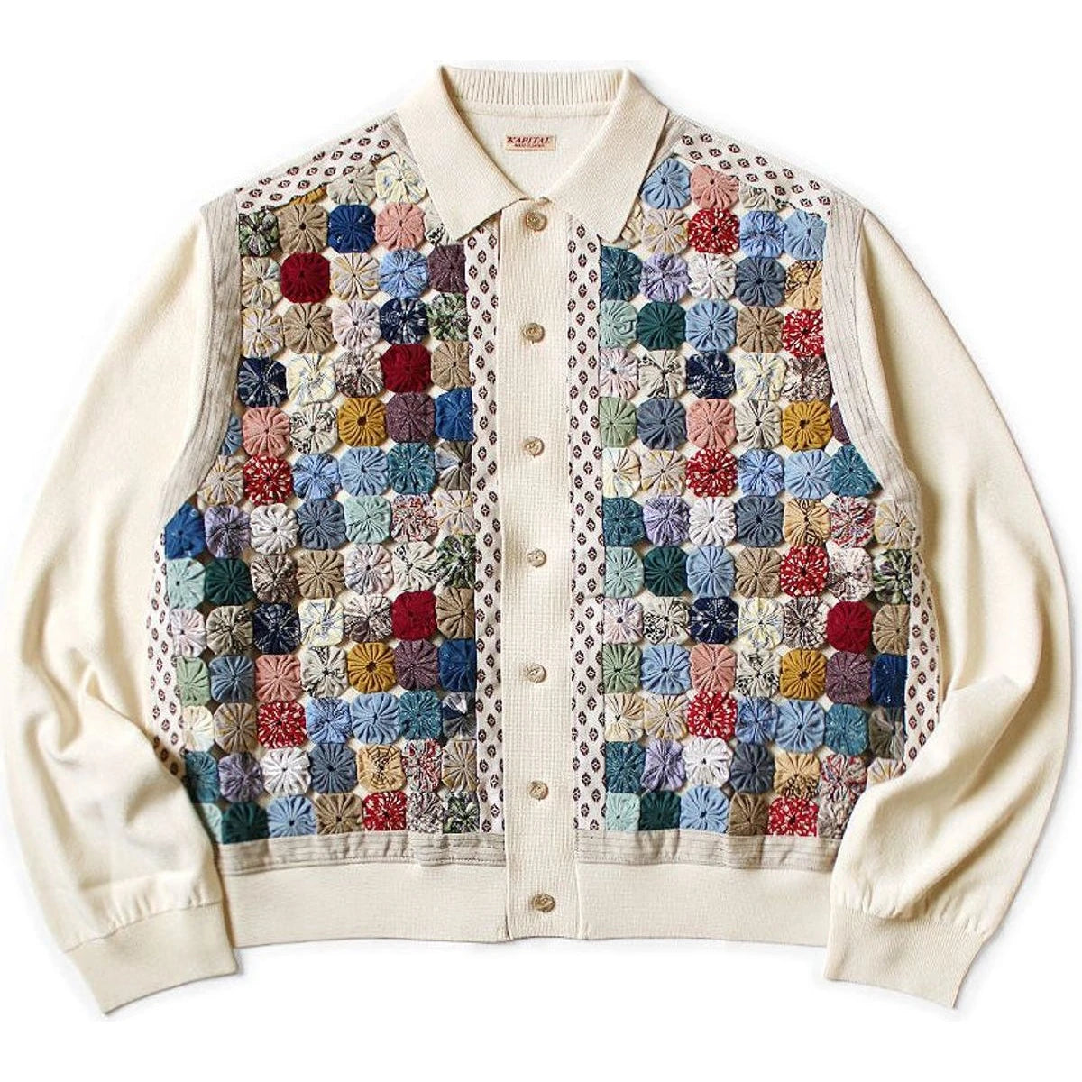 Kapital 14G Knit x Handcrafted Yo-Yo Quilt Jacket