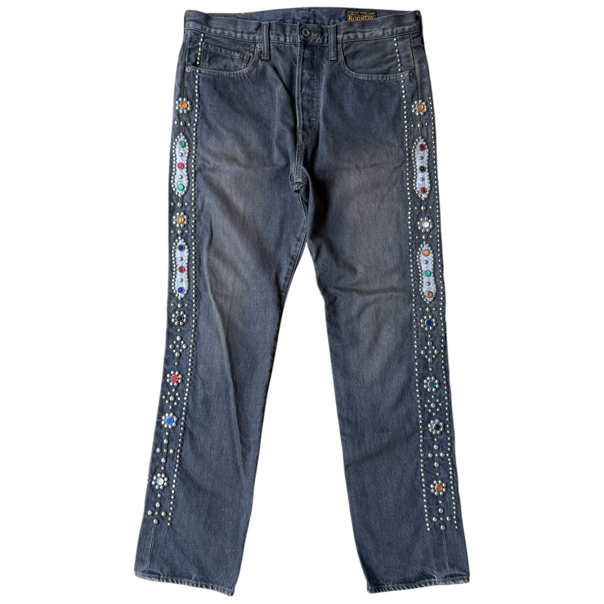 Kapital 14oz Black Denim 5-Pocket Monkey Cisco (Many Studs Remake)