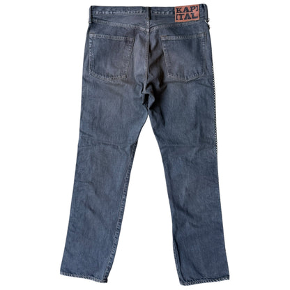 Kapital 14oz Black Denim 5-Pocket Monkey Cisco (Many Studs Remake)