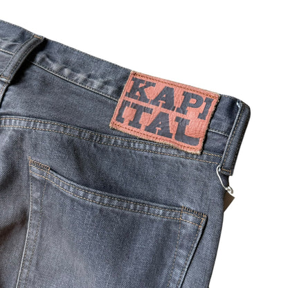 Kapital 14oz Black Denim 5-Pocket Monkey Cisco (Many Studs Remake)