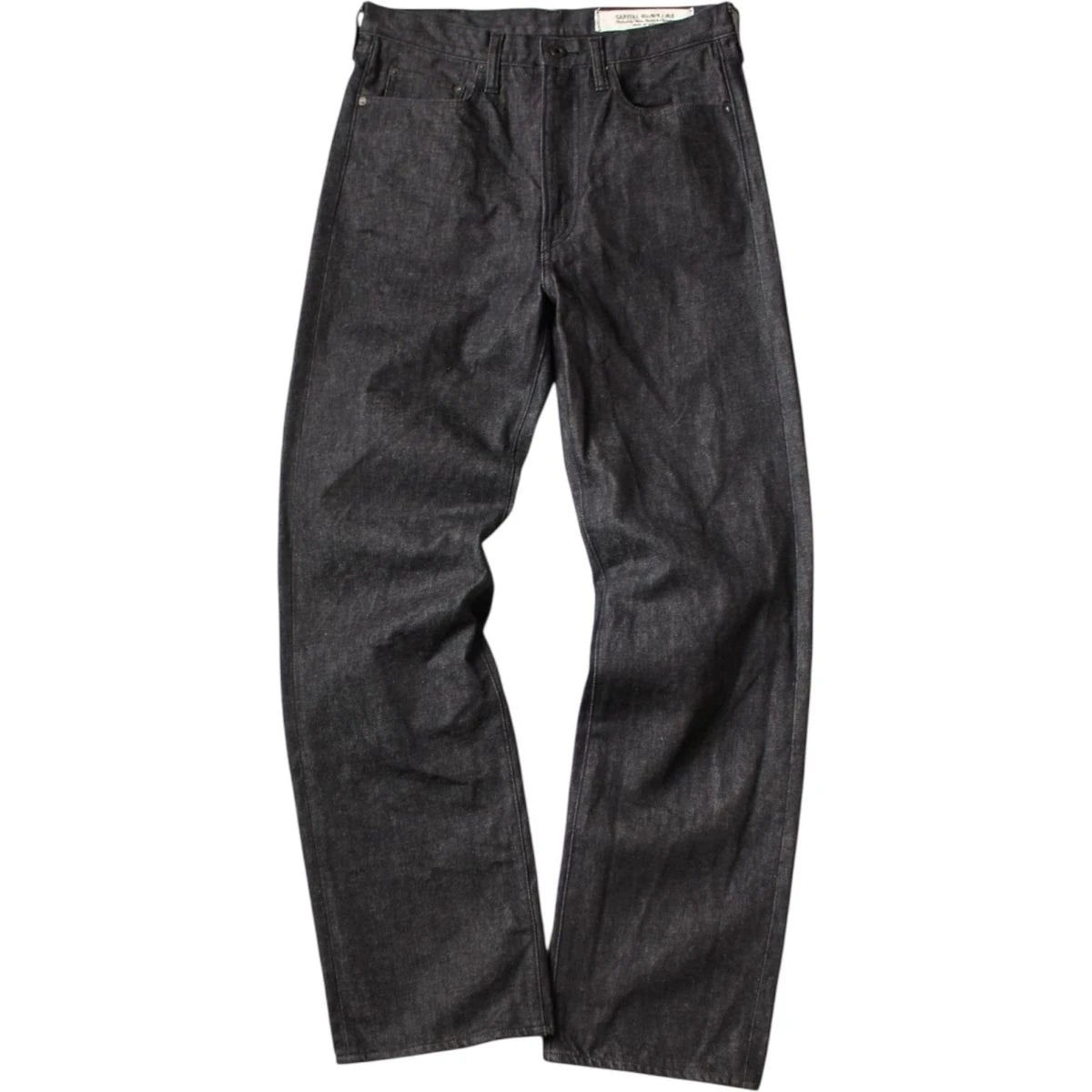 Kapital 14oz Black Denim 5P Wide Leg Monkey TH (Zip Fly)