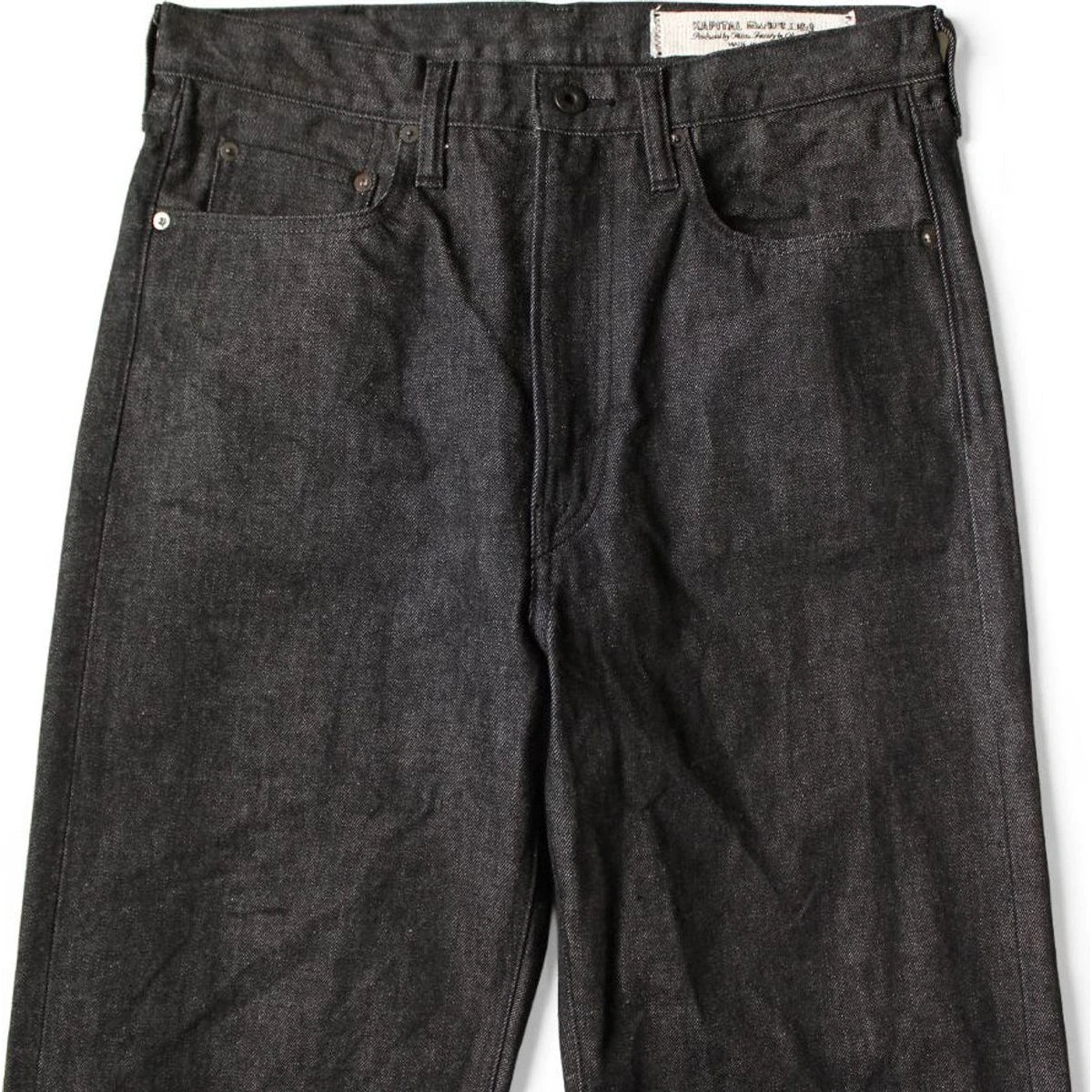 Kapital 14oz Black Denim 5P Wide Leg Monkey TH (Zip Fly)