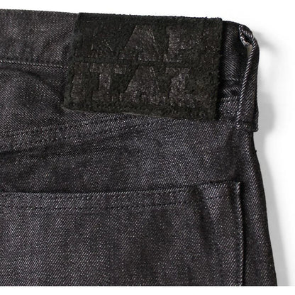Kapital 14oz Black Denim 5P Wide Leg Monkey TH (Zip Fly)