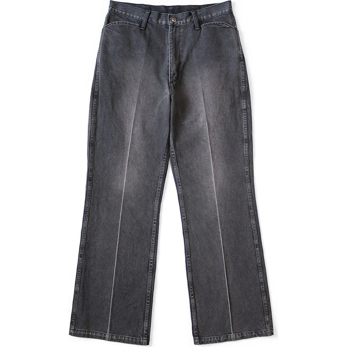 Kapital 14oz Black x Black Denim 5P Frisko (Center Pleats)