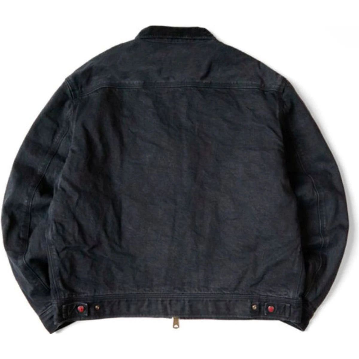 Kapital 14oz Black x Black Denim Bone Lining Reversible Zip Up Work Jacket