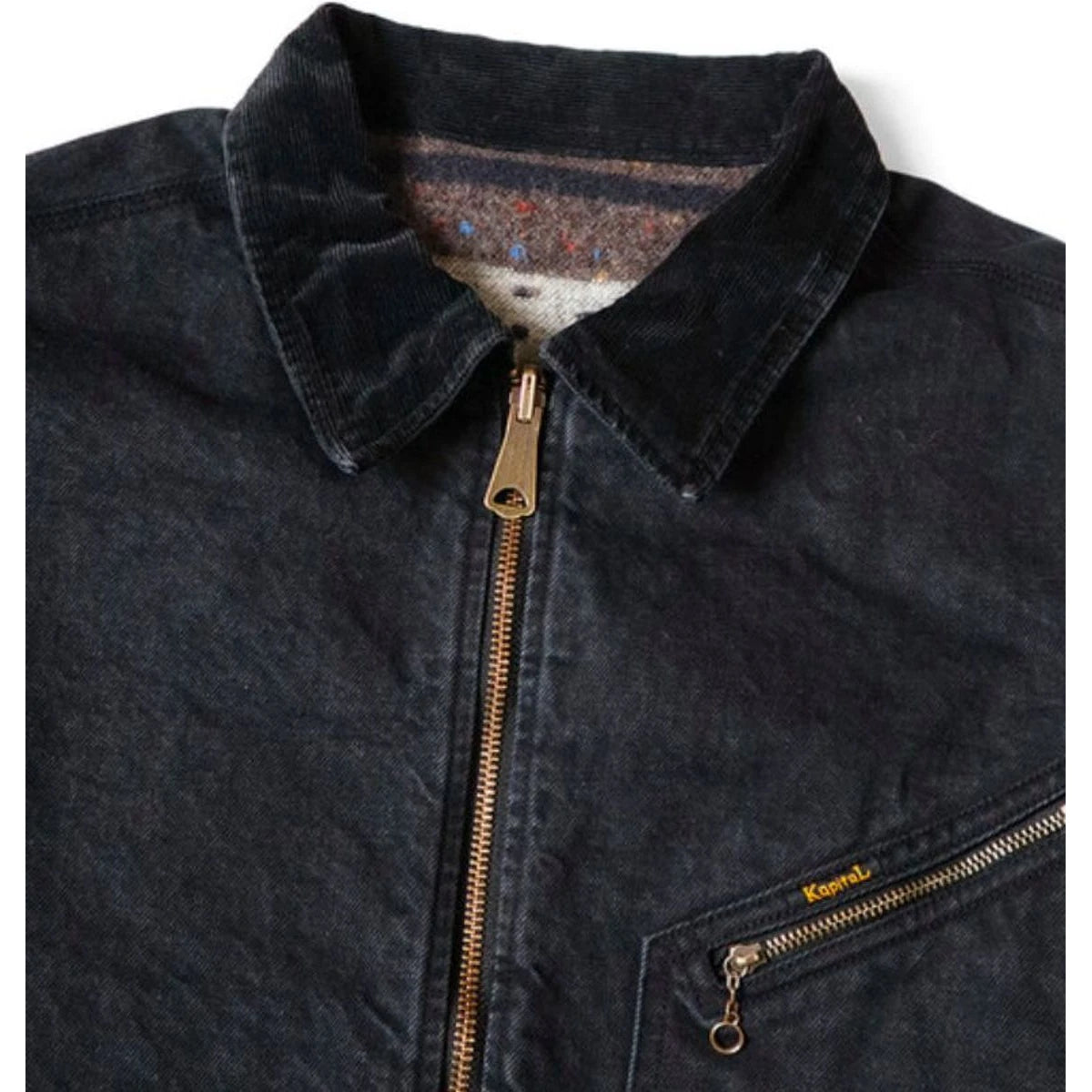Kapital 14oz Black x Black Denim Bone Lining Reversible Zip Up Work Jacket