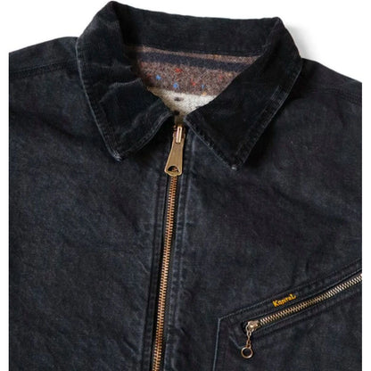 Kapital 14oz Black x Black Denim Bone Lining Reversible Zip Up Work Jacket