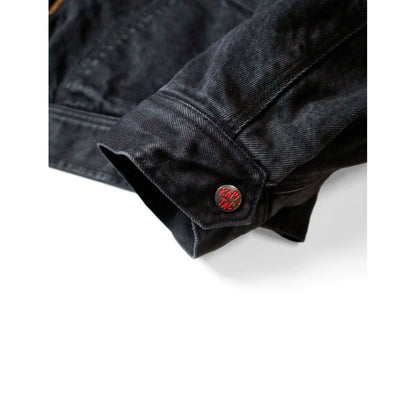 Kapital 14oz Black x Black Denim Bone Lining Reversible Zip Up Work Jacket